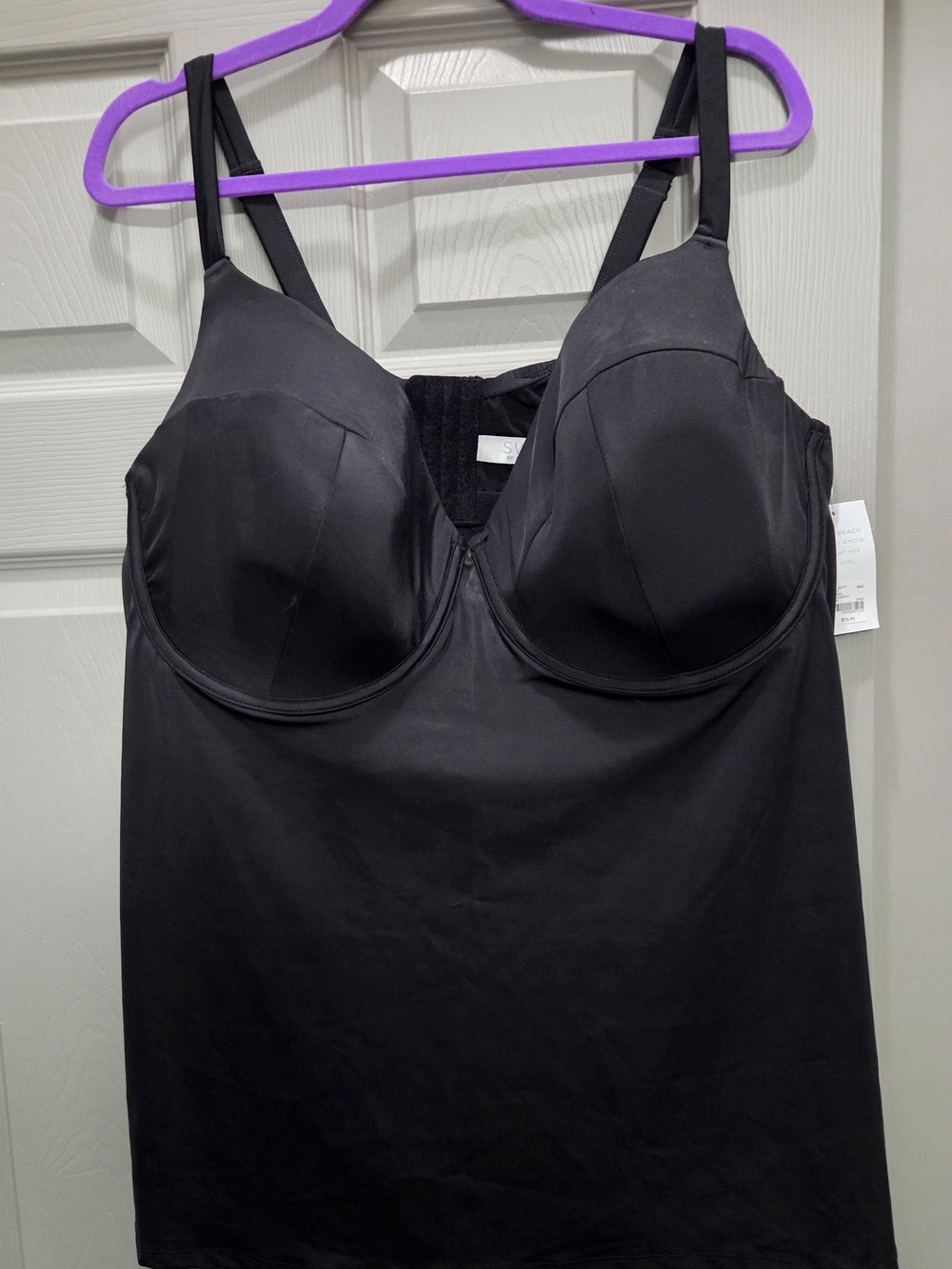 Black Supportive Swim Tankini With Built-in Bra